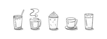 Coffee set. Vector illustration. Hand drawn coffeeのイラスト素材