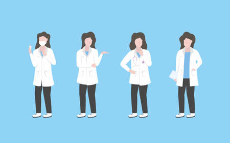 Collection of doctor. Set of women doctor outfit. Vector illustrationのイラスト素材