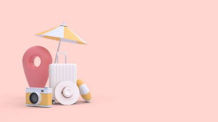 3D Summer sale banner. set of equipment. concept of vacation. 3D illustration