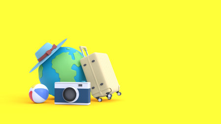 3D Summer Vacation. set of equipment. concept of vacation. 3D illustrationの写真素材