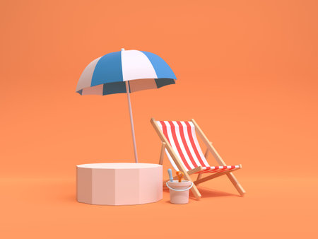3D Summer background. Concept of Summer sale banner. 3D renderingの写真素材