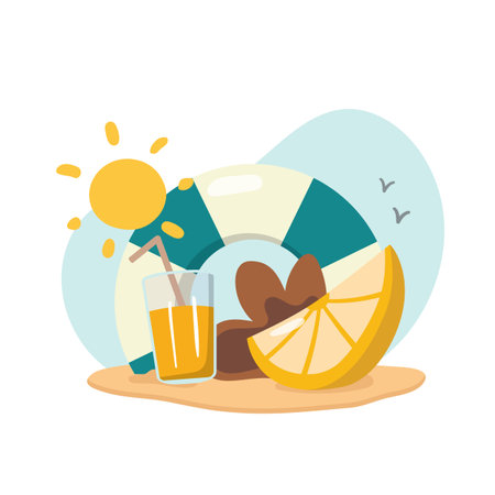 Summer cute concept design. Summer time. vector illustrationのイラスト素材