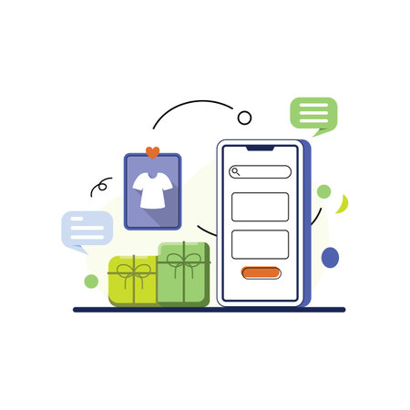 Shopping Online on website. mobile application online shopping line art. Vector illustrationのイラスト素材