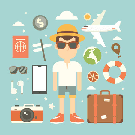 Travel flat design. set of tourism. Vector illustrationのイラスト素材