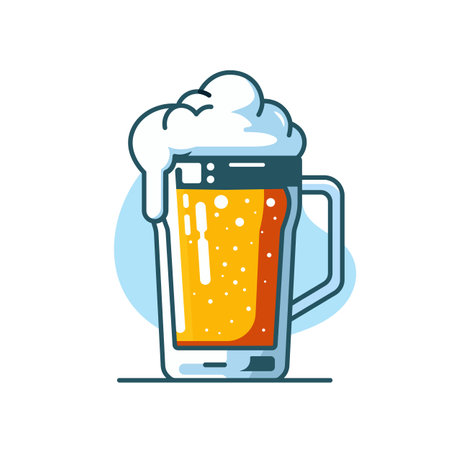 Glass of beer. line flat design on white background. isolated vector illustrationのイラスト素材