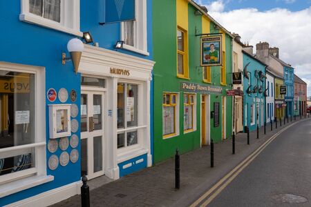 Dingle, Ireland, May, 5, 2019: The colourful shop fronts on the main street in Dingle, Ireland, no...