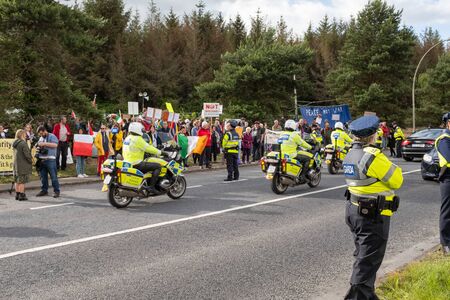 Shannon, Ireland, June. 5, 2019: Protestors outside Shannon Airport protesting against the Donald Trump visit  today 2のeditorial素材