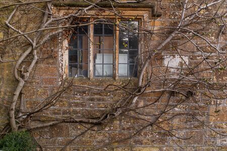 Close up of an English cottage window, using traditional bricksの写真素材