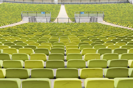 Green chairs in Olympiastadium in Munichのeditorial素材