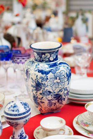 vase with blue decorationの写真素材