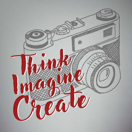 Creative Camera logo for posters, photo exhibition. Hand drawing.のイラスト素材