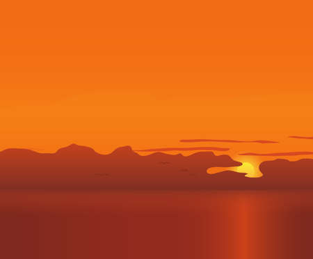 Tropical ocean sunsen vector backgroundのイラスト素材