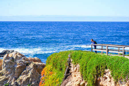 Wooden bridge on the sea shoreの写真素材