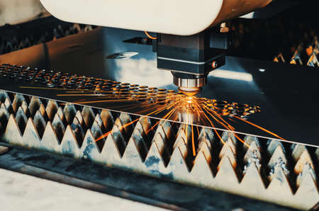 High precision CNC laser cutting metal sheet.