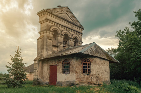 Old 19th century bell tower near church
