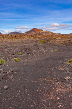 Volcanic landscape. Crater of extinct volcano in valley on the Canary Island. tourism.の写真素材
