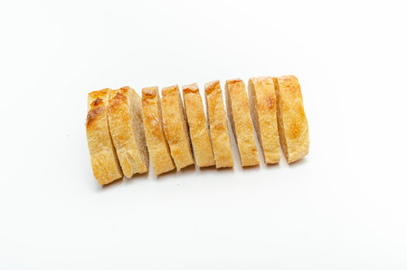 Fresh sliced bread isolated on white background. Slices of bread, top viewの写真素材