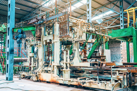 Industrial workshop production paving stones. Systems of cold unit, drying, lifting, mixing tower