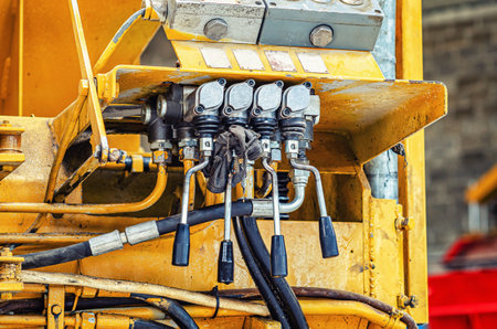 Control levers on industrial equipment, repair of old equipmentの写真素材