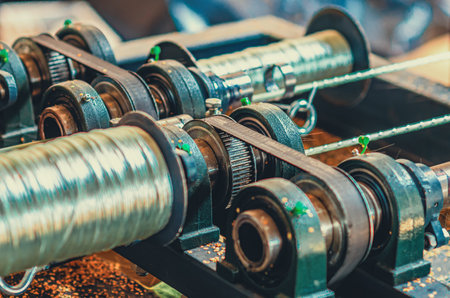 Industrial equipment for the production of plastic construction fittings, rubber gears, metal bearings, production facilitiesの写真素材