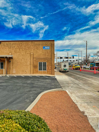 Albuquerque, New Mexico, USA - March 10, 2023. 1401 Central Ave. Office Property Side viewのeditorial素材