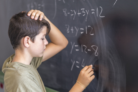 Back to School. Education. Student near Blackboard. School Life.の写真素材