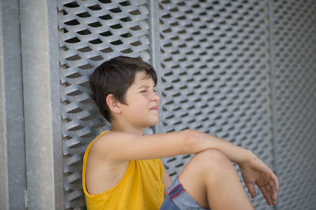 Casual dressed young teen outdoors portraitの写真素材