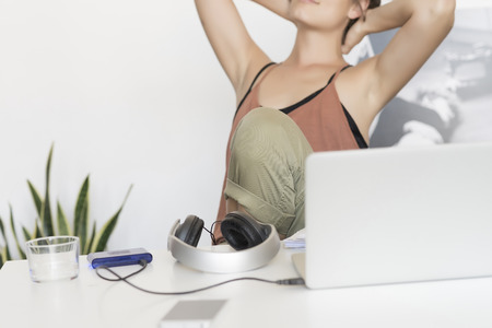 Office Woman Sitting on Chair relaxed ( lifestyle )