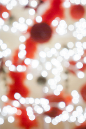 Christmas tree out of focus ( red & White lights )の写真素材