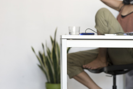 Office Woman Sitting on Chair relaxed ( lifestyle )の写真素材