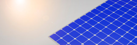 3D render solar Panels close-up. Alternative energy. Concept of renewable energy. Ecological, clean...