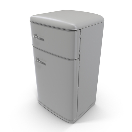 3d model of Classic Silver Fridge. Isolated on white.の写真素材