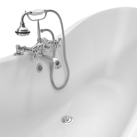 Luxury Vintage Double Slipper Clawfoot Bath on white backgroundの写真素材