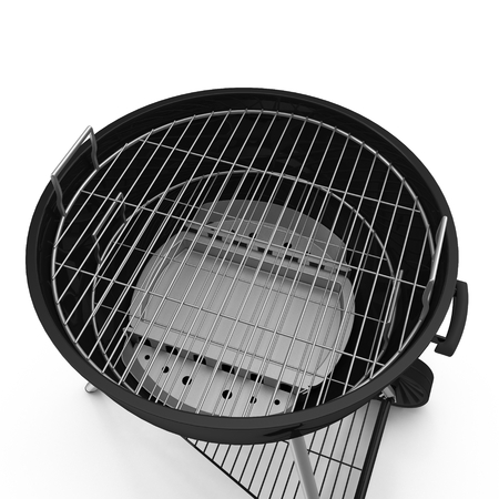 kettle barbecue grill with cover isolated on white background.の写真素材