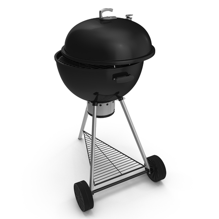 kettle barbecue grill with cover isolated on white background.の写真素材