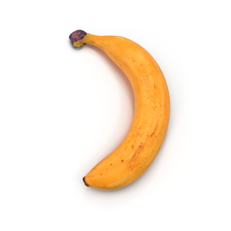 One banana on white background. 3D illustration.の写真素材