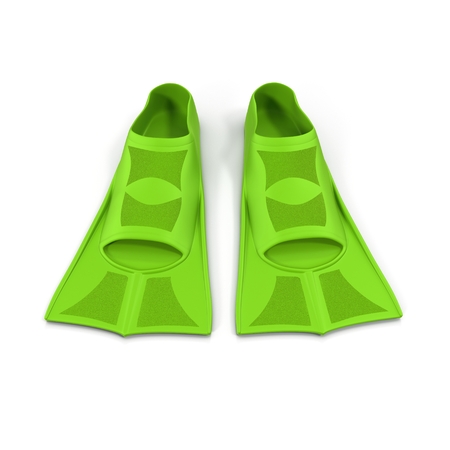 Snorkeling or Scuba Fins or flippers isolated on white background 3D illustration.の写真素材