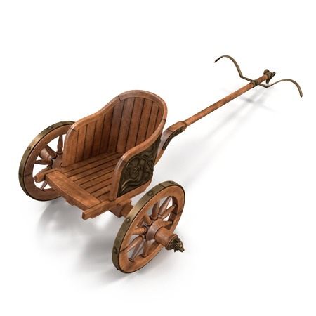 Roman Chariot Racing on White Background 3D Illustrationの写真素材