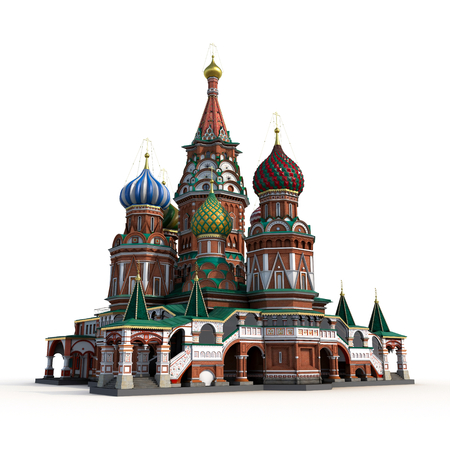 Saint Basils Cathedral on White Background 3D Illustrationの写真素材