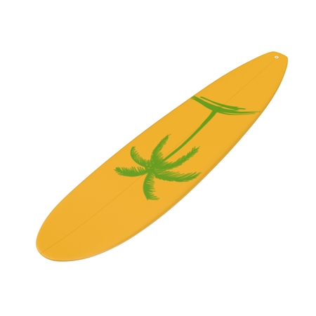 Surfboard isolated on white background 3D Illustrationの写真素材