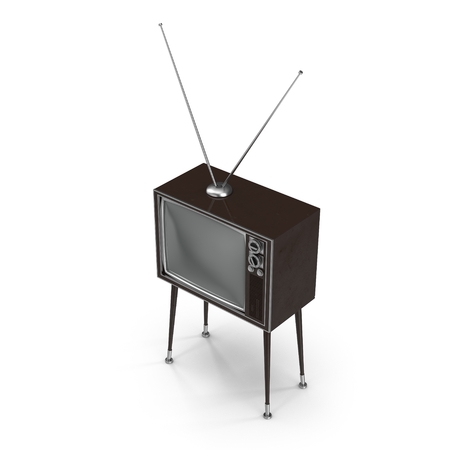 Old TV with legs on white background 3D Illustrationの写真素材