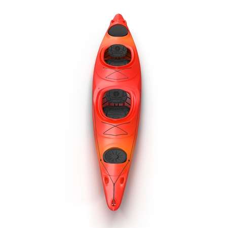 Red kayak isolated on white background 3D Illustrationの写真素材