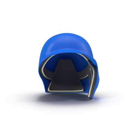 Blue baseball helmet on white background 3D Illustrationの写真素材
