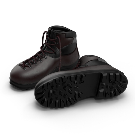 Hiking boots isolated on white background 3D Illustrationの写真素材