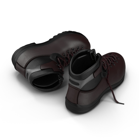 Hiking boots isolated on white background 3D Illustrationの写真素材