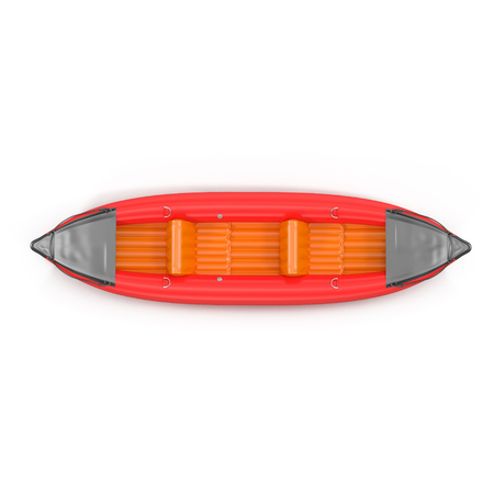 Inflatable red kayak isolated on white background 3D Illustrationの写真素材