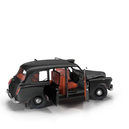 London cab isolated on white background 3D illustrationの写真素材