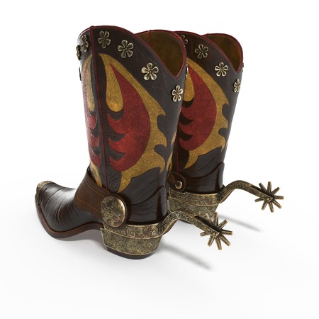 Decorative cowboy boot isolated on white background. 3D illustration