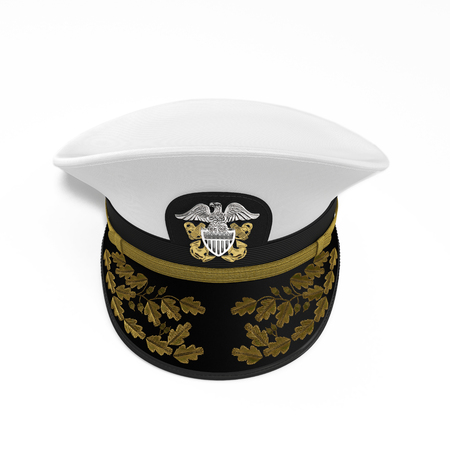 Front view admiral hat on white background. 3D illustrationの写真素材