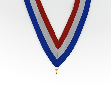 Tricolor ribbon for medal, isolated on white background. 3D illustrationの写真素材